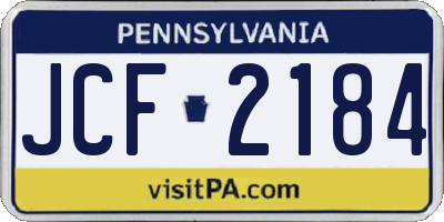 PA license plate JCF2184