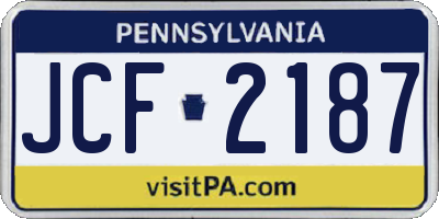 PA license plate JCF2187