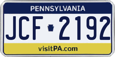 PA license plate JCF2192