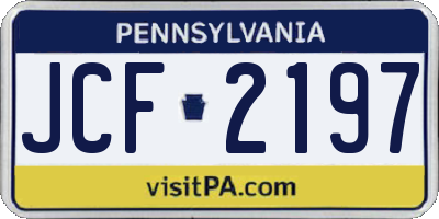 PA license plate JCF2197