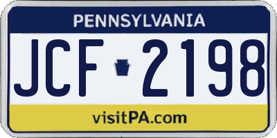 PA license plate JCF2198