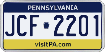 PA license plate JCF2201