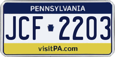 PA license plate JCF2203