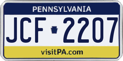 PA license plate JCF2207