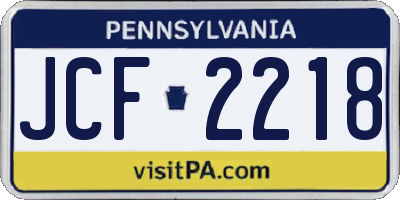 PA license plate JCF2218