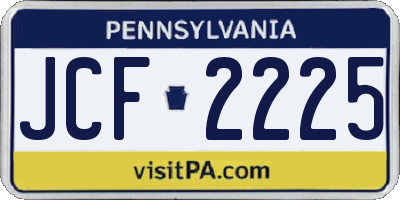 PA license plate JCF2225