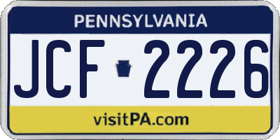 PA license plate JCF2226