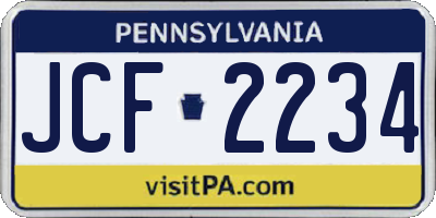 PA license plate JCF2234