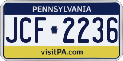 PA license plate JCF2236
