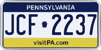 PA license plate JCF2237