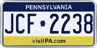 PA license plate JCF2238