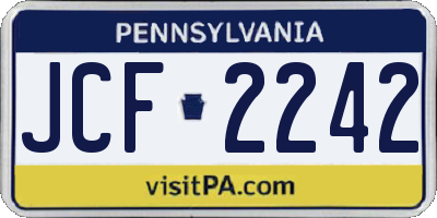 PA license plate JCF2242