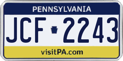 PA license plate JCF2243