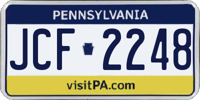 PA license plate JCF2248
