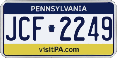 PA license plate JCF2249