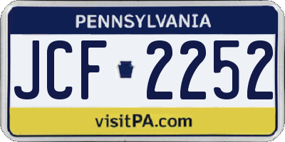 PA license plate JCF2252