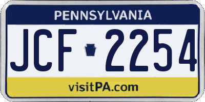 PA license plate JCF2254