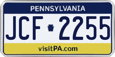 PA license plate JCF2255