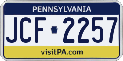 PA license plate JCF2257
