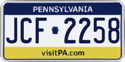 PA license plate JCF2258