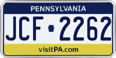 PA license plate JCF2262