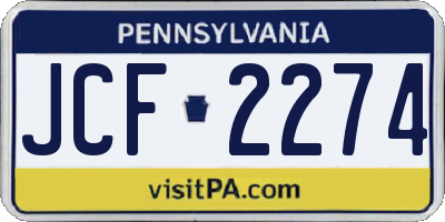 PA license plate JCF2274
