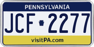 PA license plate JCF2277