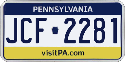 PA license plate JCF2281