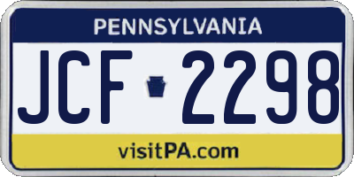 PA license plate JCF2298