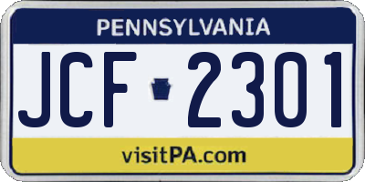 PA license plate JCF2301
