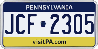 PA license plate JCF2305