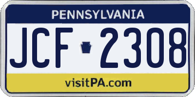 PA license plate JCF2308