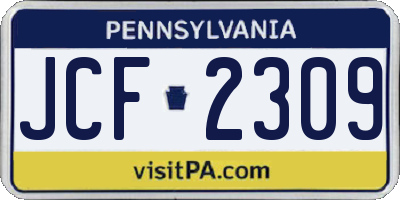 PA license plate JCF2309