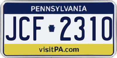 PA license plate JCF2310