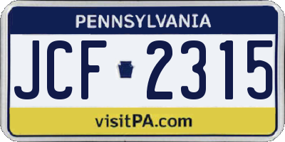 PA license plate JCF2315