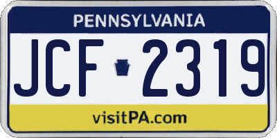 PA license plate JCF2319