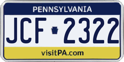 PA license plate JCF2322