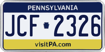 PA license plate JCF2326