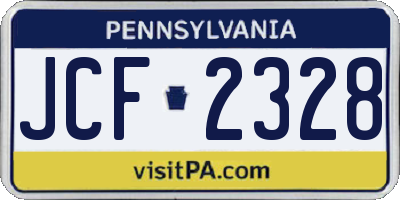 PA license plate JCF2328