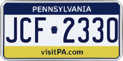 PA license plate JCF2330