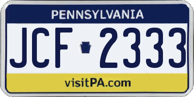 PA license plate JCF2333