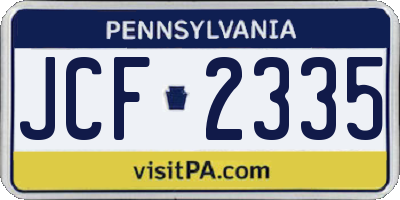 PA license plate JCF2335