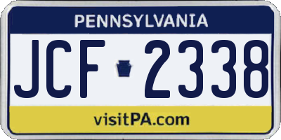PA license plate JCF2338