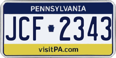 PA license plate JCF2343