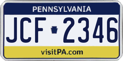 PA license plate JCF2346