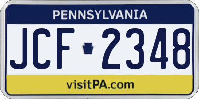 PA license plate JCF2348