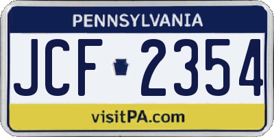 PA license plate JCF2354