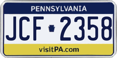 PA license plate JCF2358