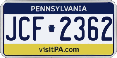 PA license plate JCF2362