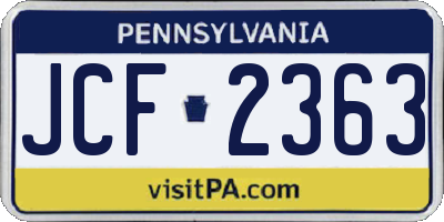 PA license plate JCF2363
